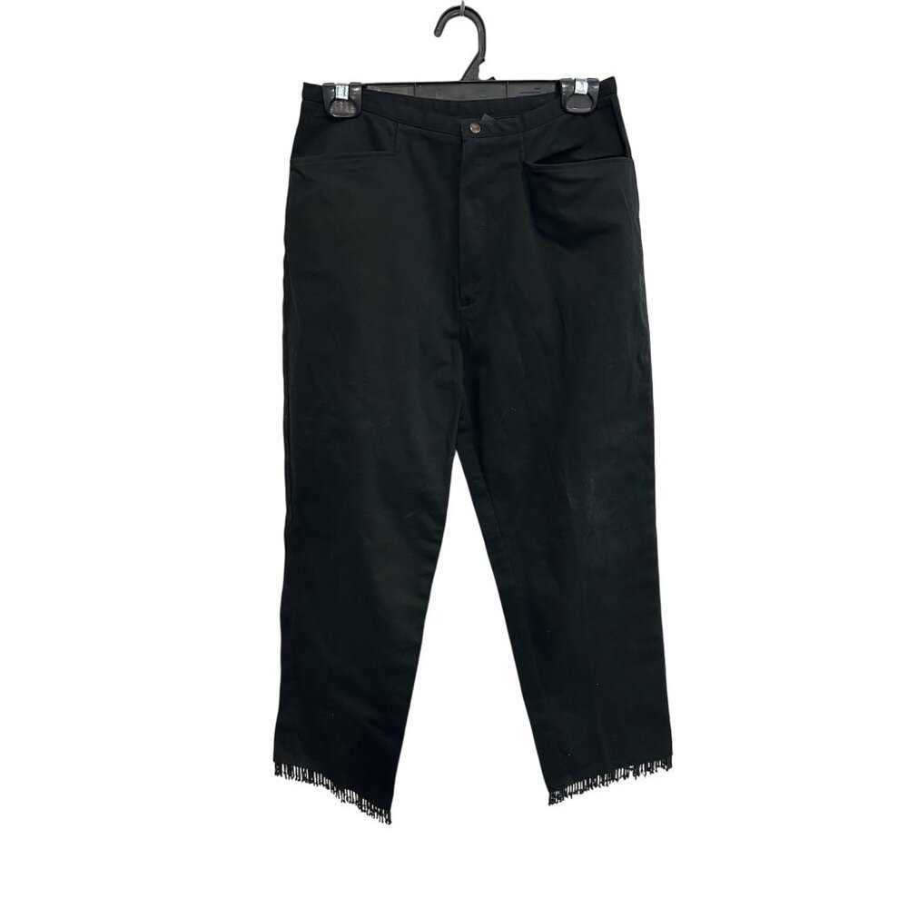 David Paul New York Fringe Hem Cropped Pants Black Sz 8 Straight Leg Modern